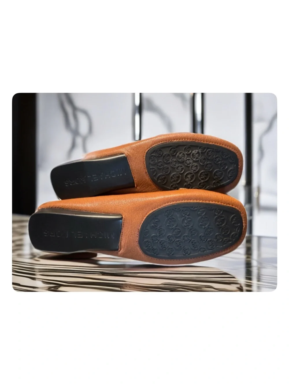 Michael Kors Cognac Leather MK Charm Moccasin Loafers